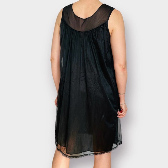 60s Black Nylon Nightgown - Picture 5 of 7